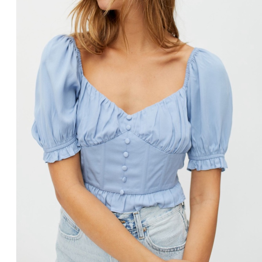 Urban Outfitters Raquel Bustier Blouse Light Blue